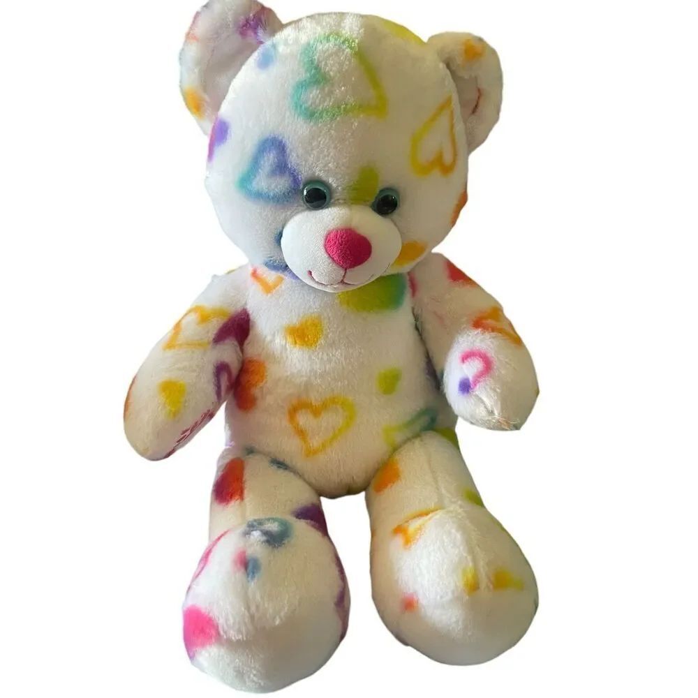 Build-A-Bear Workshop Multicolor Tie Dyed Hearts Teddy Bear Stuffed Plush Toy